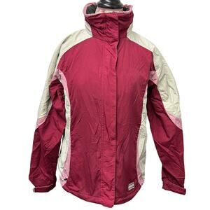 💗 L.L. Bean S Women’s Nylon Ski Jacket – Pink & Beige Two-Tone Winter Coat